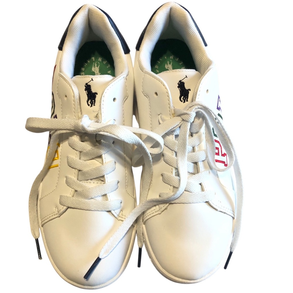 Polo by Ralph Lauren Kids White Sneakers with Multicolor Logo.Size 5 Embroidered - Picture 4 of 10